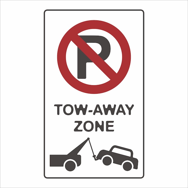 a sign that says  tow away zone zone zone  is posted on a white background