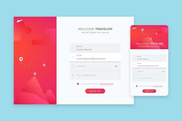 sign up page ui design concept