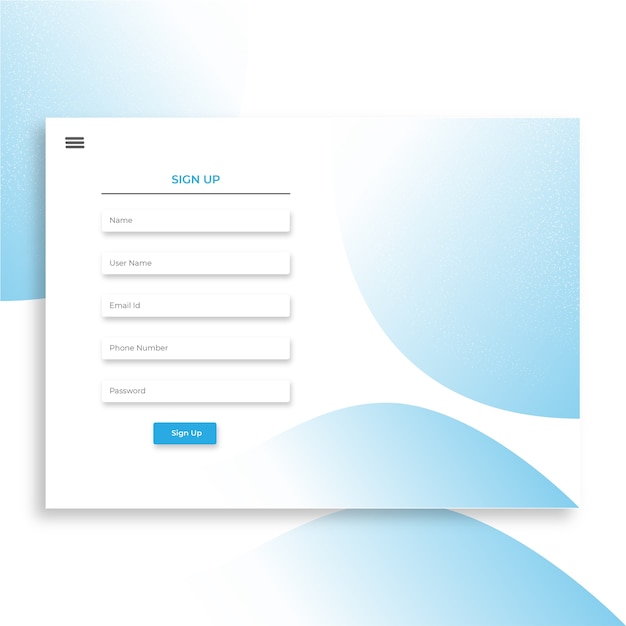 sign up page ui template