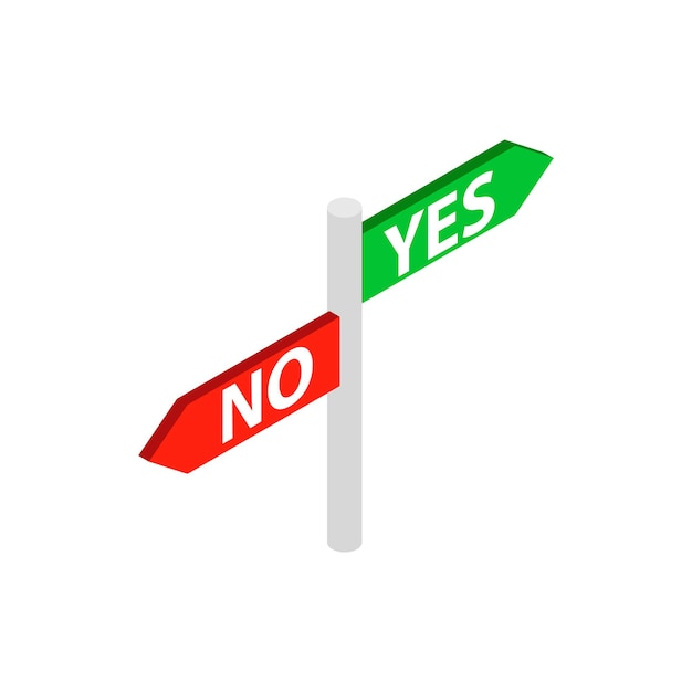 Sign yes no icon in isometric 3d style isolated on white background Choise symbol