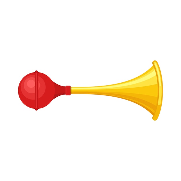 Signal horn isolated on white background Air horn sound signal Rubber bike klaxon trumpet Vector illustration