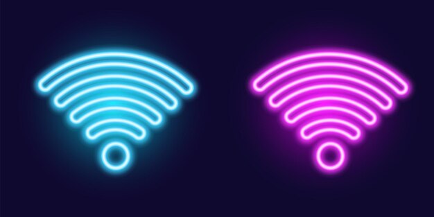 Vector the signal sensor glows blue and pink to indicate a wireless internet connection 3d wifi signal