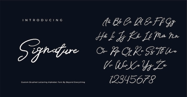 signature font script brushed alphabet