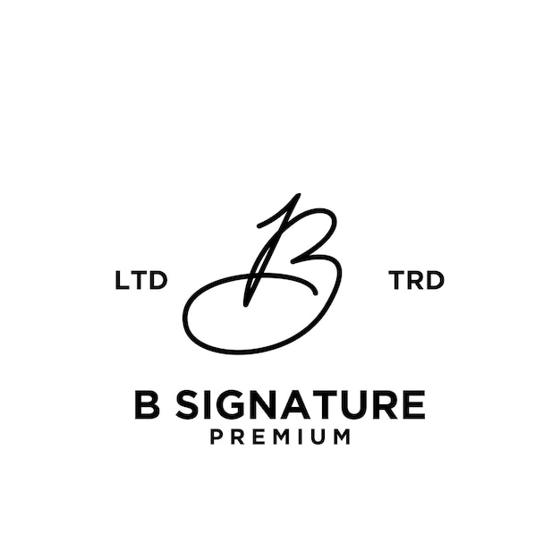 Signature letter B hand write logo design