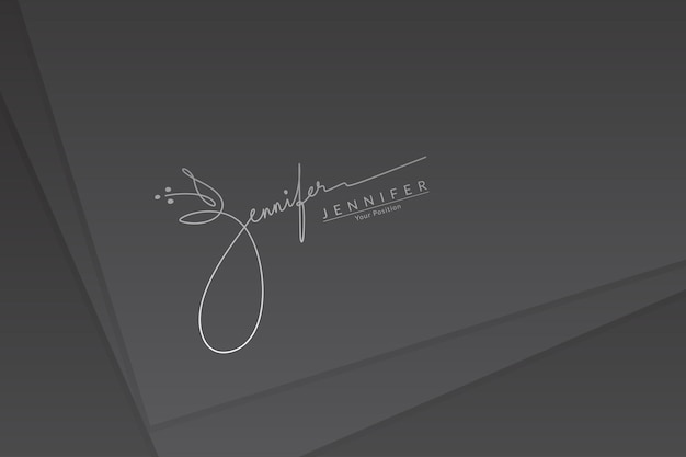 Signature logo vector template for the name Jennifer on black paper background