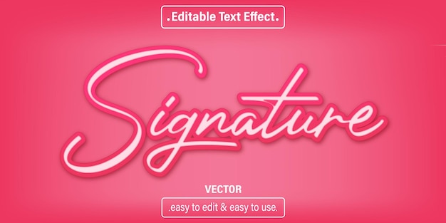 signature text effect, editable text style