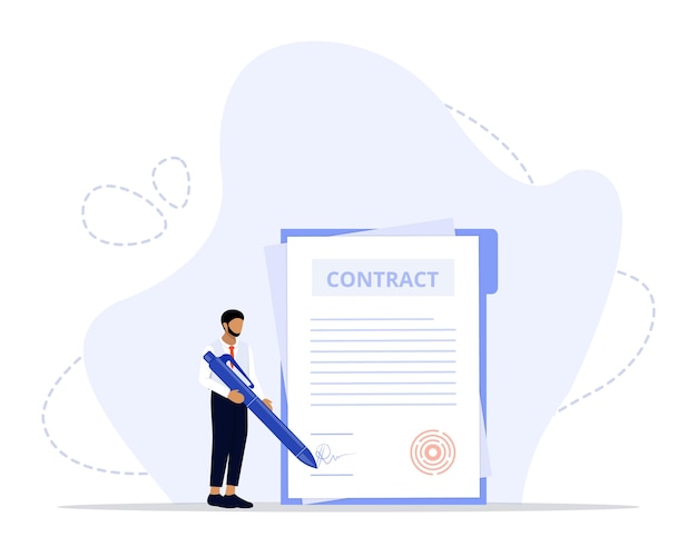 Vector signing a contract concept illustration