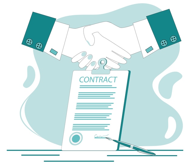 Signing contractHandshake on the background of a signed contract