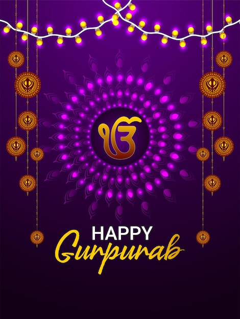 Sikh festival happy gurpurab celebration poster