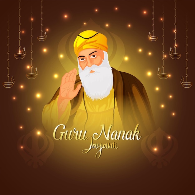 Sikh festival happy guru nanak jayanti celebration card