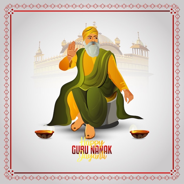 Sikh festival happy guru nanak jayanti celebration greeting card