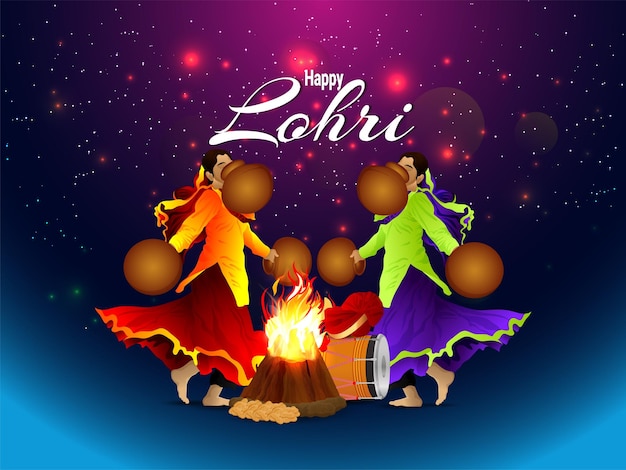 Sikh festival happy lohri celebration banner