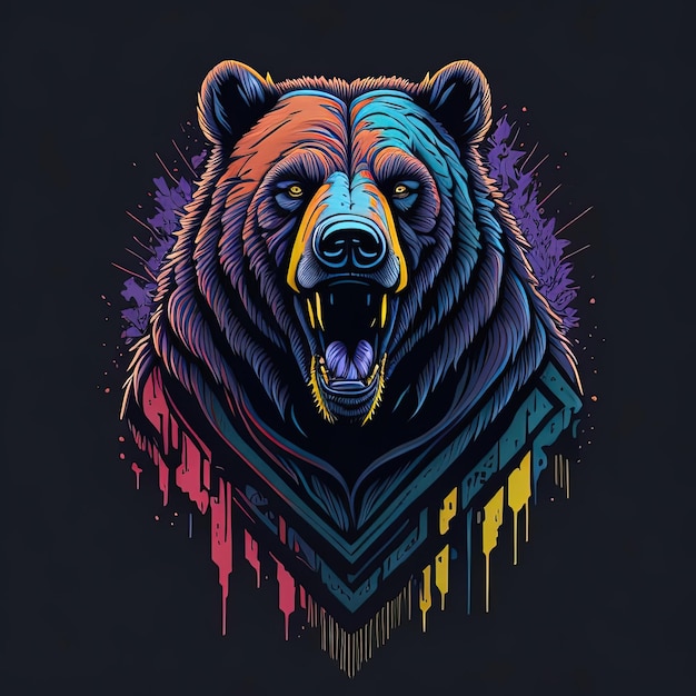 Silent Hunter Stealthy Grizzly Bear Illustration for Prints