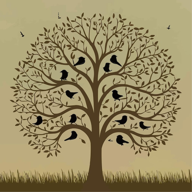 Silhouette 0f tree background nature illustration