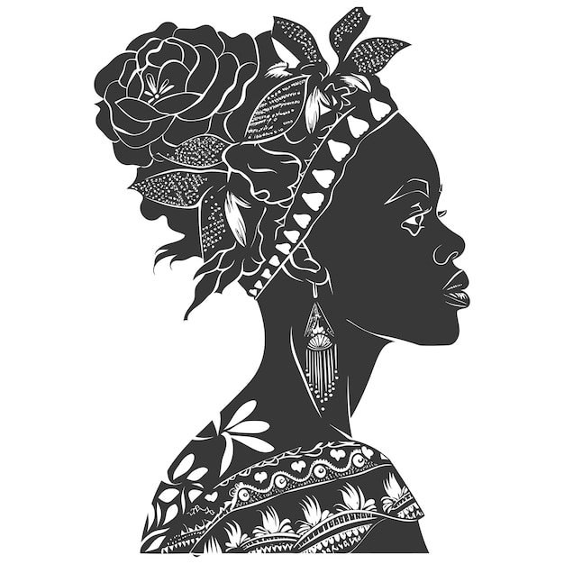 Silhouette african girl black color only