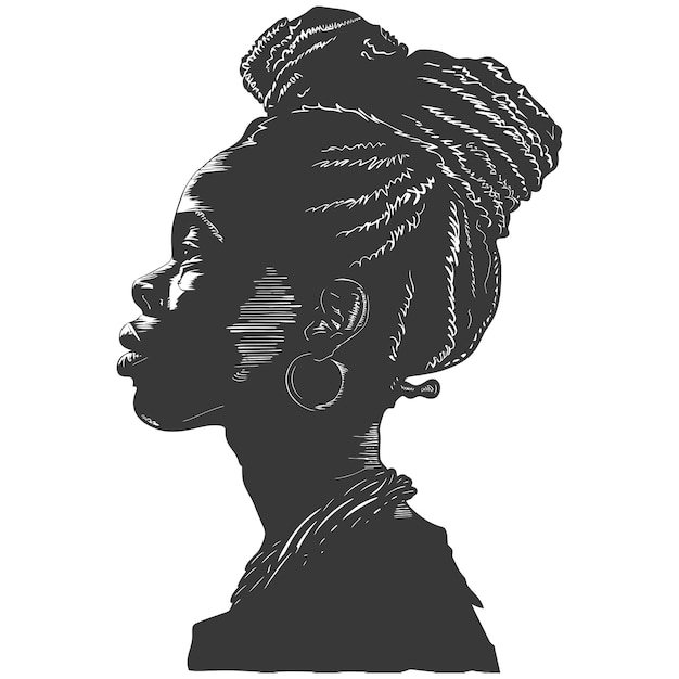 Silhouette african girl black color only