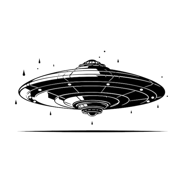 Silhouette of an Alien Spaceship clipart on a white background