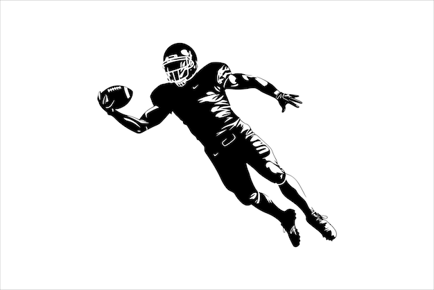 Silhouette of a American football man vector rugby American footballer