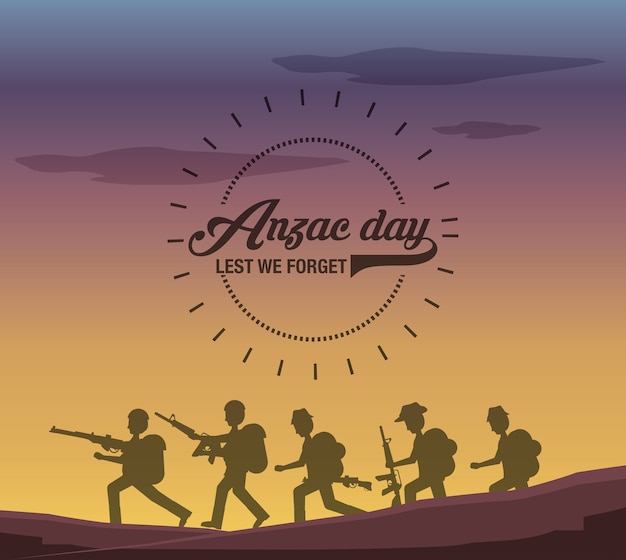 Silhouette of anzac soldiers 