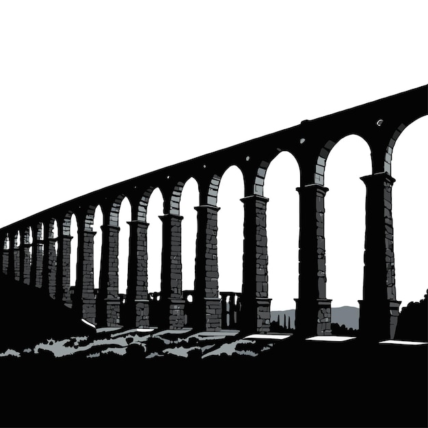 silhouette of an aqueduct