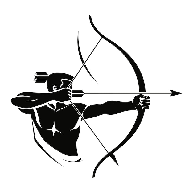 Silhouette of an archer drawing a bow and arrow