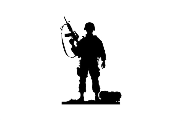 Vector silhouette of army soldier soldiers vector bundle silhouette veteran soldier vector