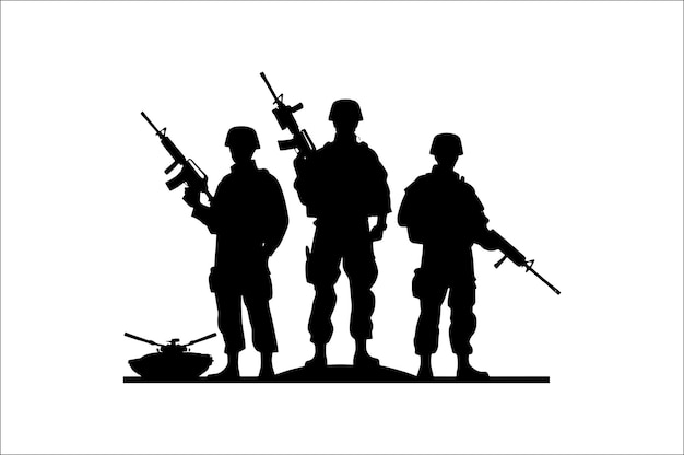 Vector silhouette of army soldier soldiers vector bundle silhouette veteran soldier vector