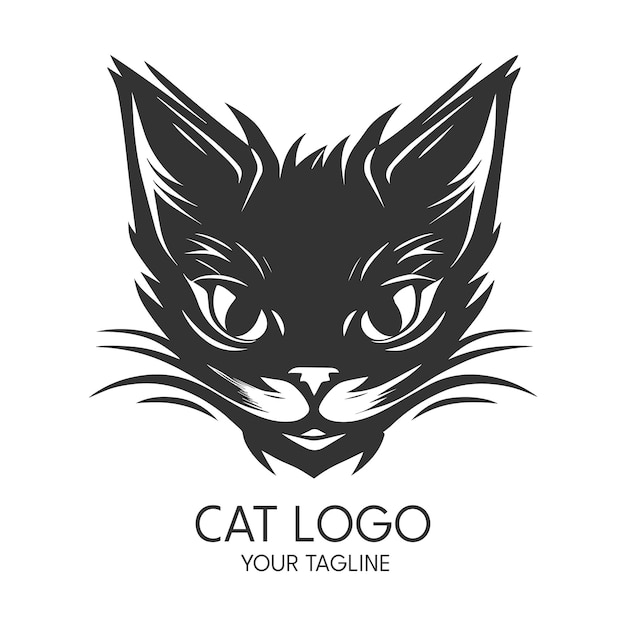 Silhouette art cat logo vector template