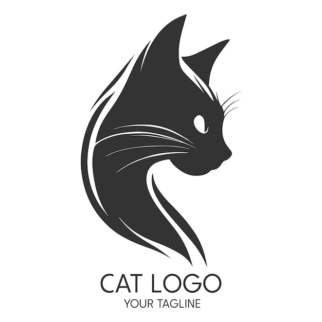 Silhouette art cat logo vector template