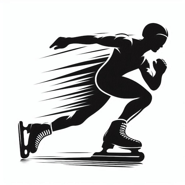 Silhouette Art Speed Skating Logo icon black white white background