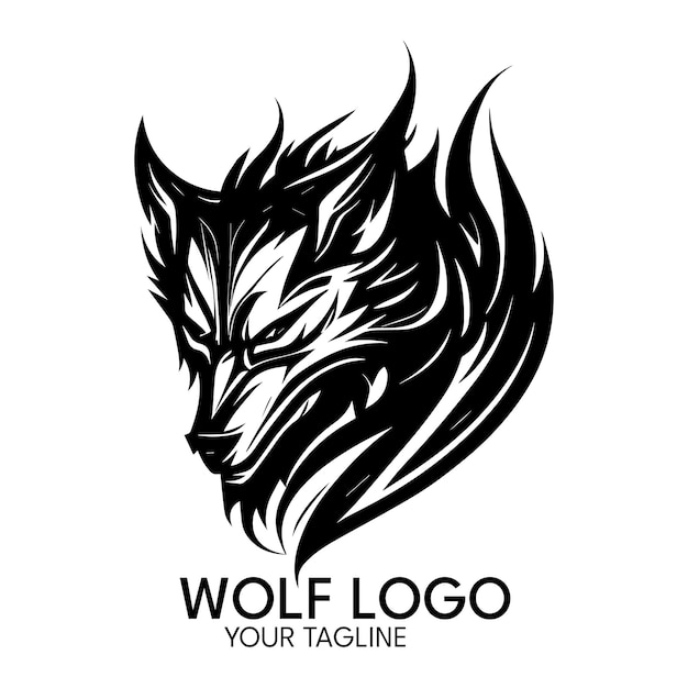 Silhouette art wolf logo vector template