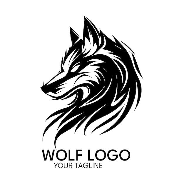 Silhouette art wolf logo vector template