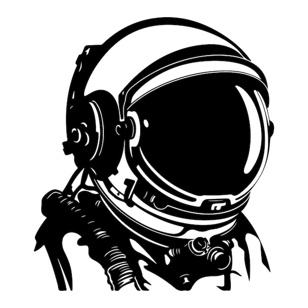 Silhouette of an Astronaut Helmet clipart on a white background