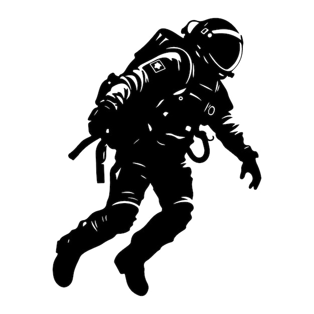 Silhouette of an Astronaut in Space clipart on white background