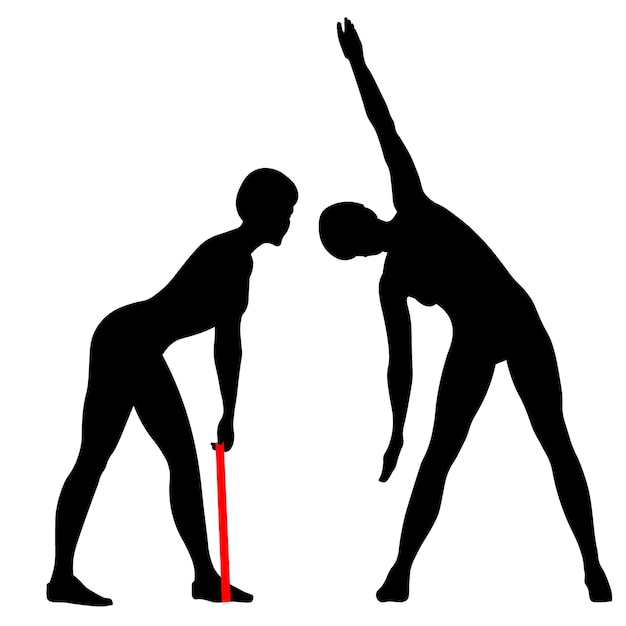 silhouette of an athlete performing exercises black drawing on a white background