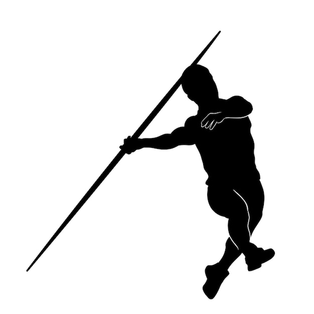 silhouette of athlete throwing a javelin vector illustration