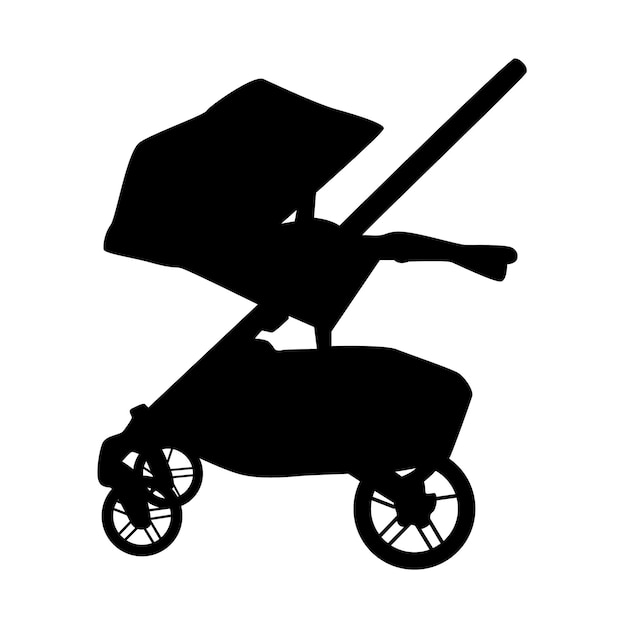 Vector silhouette of a baby carriage stroller