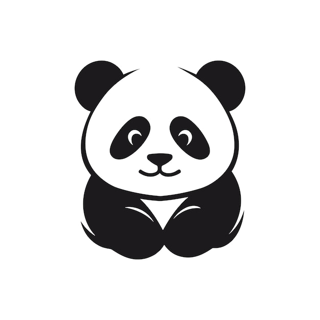 A silhouette baby panda black and white logo vector art clip