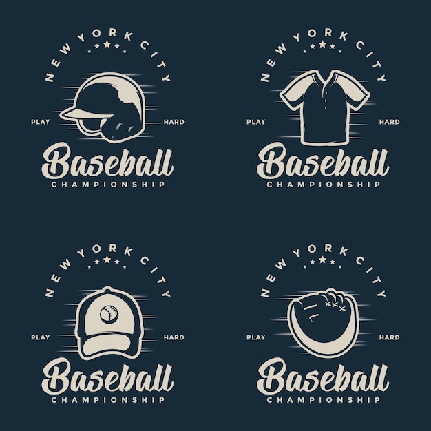 Silhouette Baseball badges logo vector illustration or emblem template