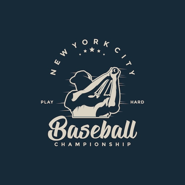 Silhouette Baseball logo vector illustration or emblem template