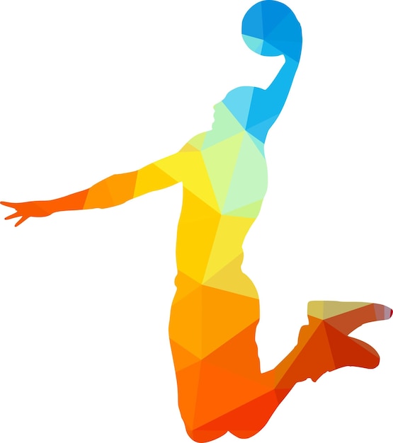 Silhouette Of A Basketball Player Dunking A Basketball Isolated On Transparent Background