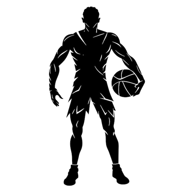 Vector a silhouette of a basketball player with a fireball on the back