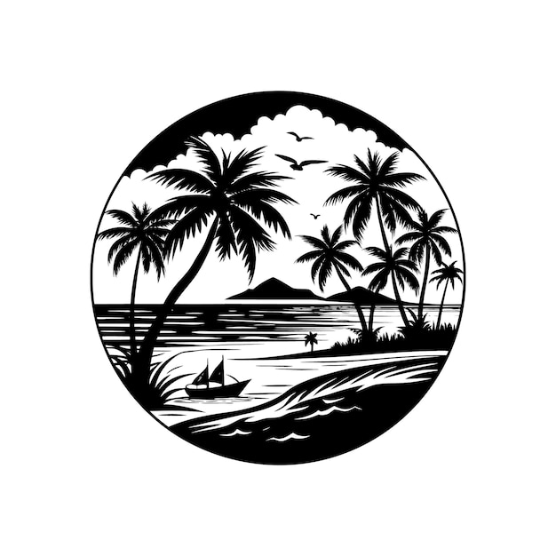 silhouette of beach scenes