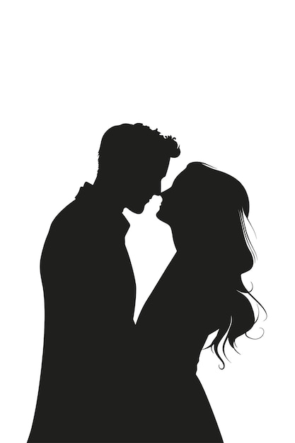 silhouette of a beautiful couple vector