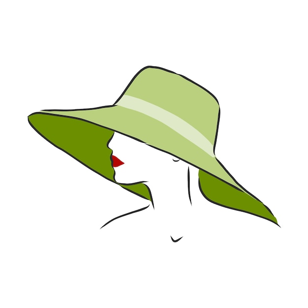 Vector silhouette of beautiful woman in a elegant hat