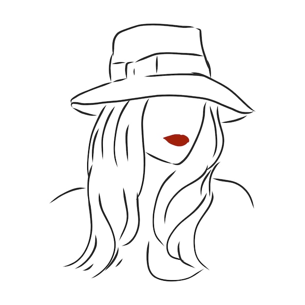 Silhouette of beautiful woman in a elegant hat