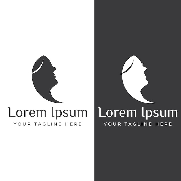 Silhouette beautiful woman face with leaves logo for women's salon and skincare Vector logo design template