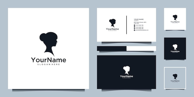 Silhouette of beautiful woman with business card