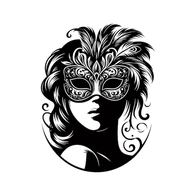 silhouette beauty face obscured by a decorative mask beauty logo salon logo