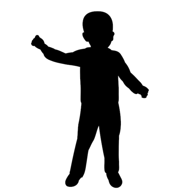 Silhouette black boy child on white background isolated vector